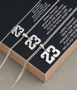 Sports Number Pendant Necklace, Custom Year or Jersey Number Jewelry, Baseball Design for Men