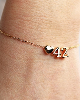 Number Charm Bracelet • Personalized Number Gift for Mom Best Friend • Team Number • Anniversary Date • Favorite Number Lucky Gold RYLO