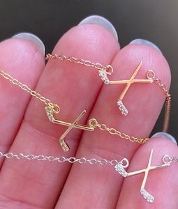 Minimalist Hockey Stick Necklace | Gift for Hockey Player - 18K Gold Plated