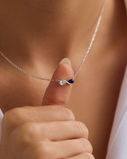 Dainty Infinity Necklace • Two Birthstone Necklace • Couples Birthstone • Necklace for Mom •