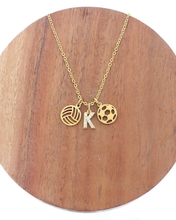 Multi Sports Necklace: Personalized CZ Pave Crystal Initial Team Gift, Baseball, Basketball