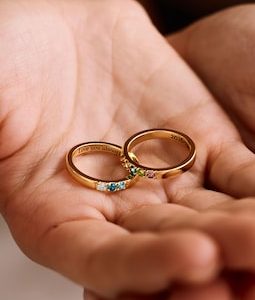Personalized Birthstone Ring, Engraved Inner Band Ring, Dainty Stackable Ring, Jewelry Gift for Mom