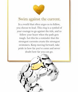Swim Against the Current Ring Gift Box, Inspirational Fish Ring, Meaningful Gift for Her, Courage Jewelry, Graduation Gift
