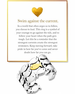 Swim Against the Current Ring Gift Box, Inspirational Fish Ring, Meaningful Gift for Her, Courage Jewelry, Graduation Gift