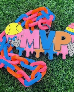 Custom 3D Printed Sports Chain - Oversized MVP Logo Necklace
