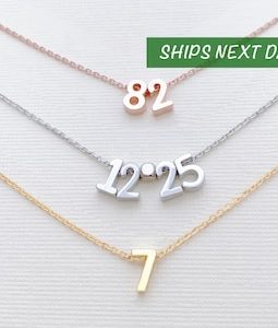 Number Necklace : Personalized, Lucky Number, Team, Anniversary, Birthday, Family, Love, Heart, Graduation
