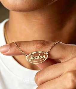 Custom Football Name Necklace, Personalized Sports Pendant ，Football Pendant, Sports Jewelry，Unique Gift for Football Fans